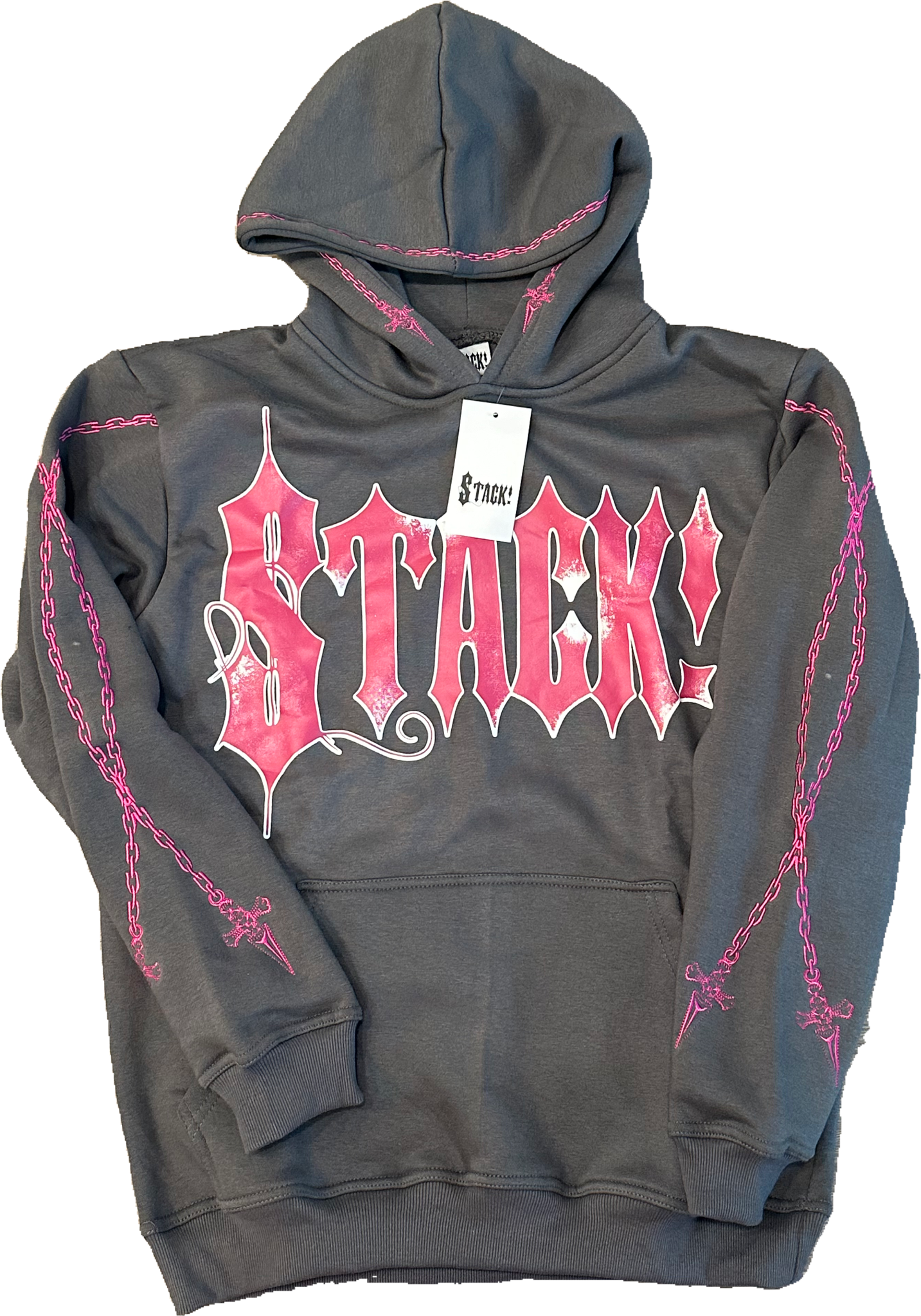 3Grey and Pink Stack Hoodie