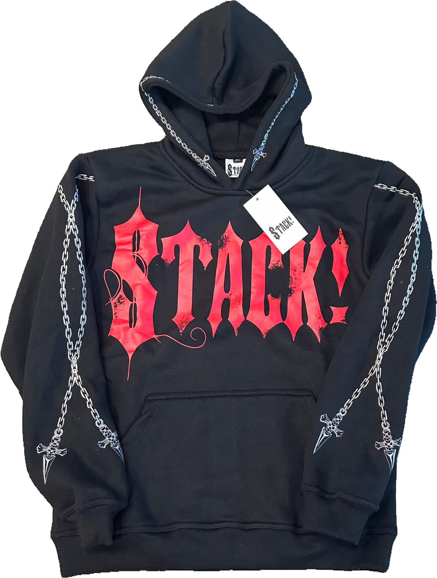 Black and Red Stack Hoodie