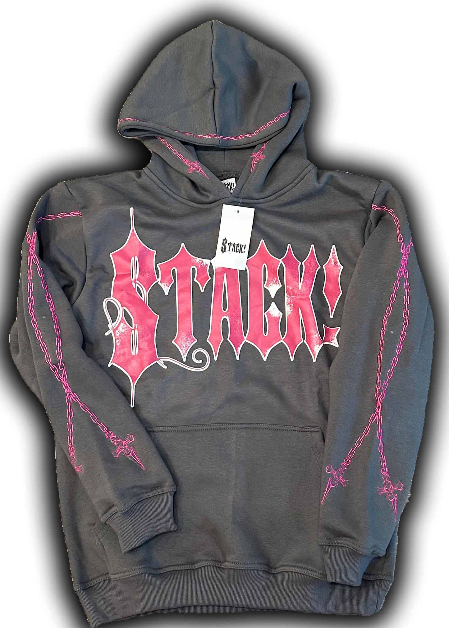 3Grey and Pink Stack Hoodie
