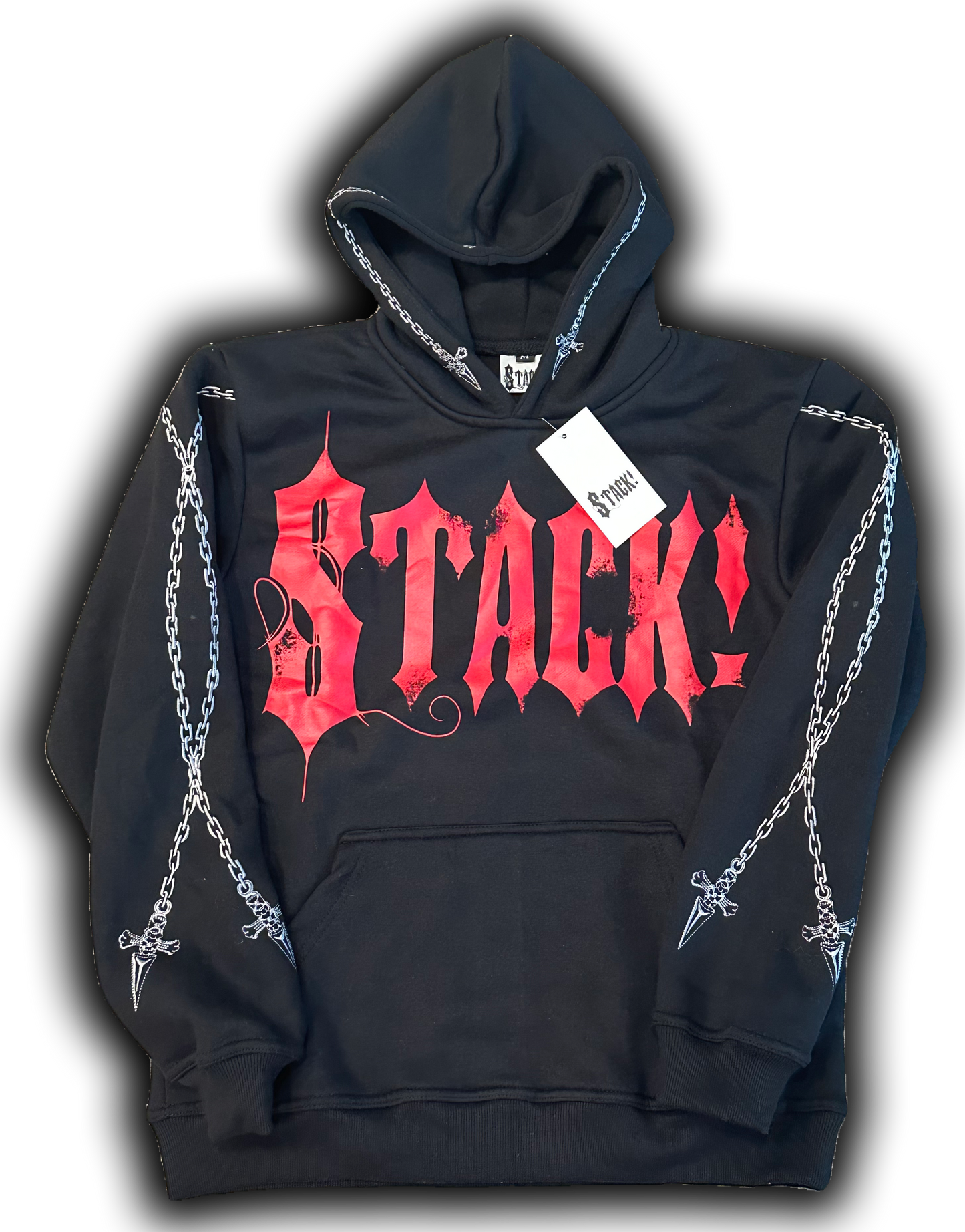 Black and Red Stack Hoodie